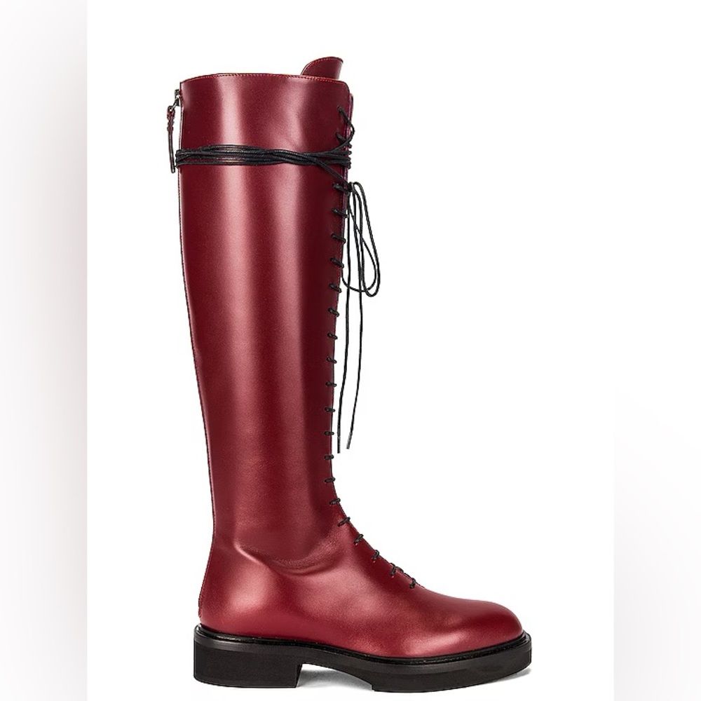 KHAITE Burgundy York Laceup Boots size 38